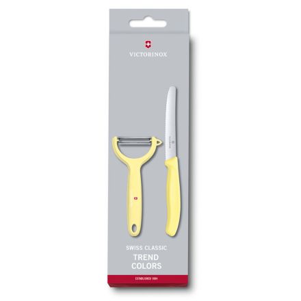 Victorinox Swiss Classic Trend Colours Paring Knife Set w/Tomato and Kiwi Peeler 2 Piece - Light Yellow