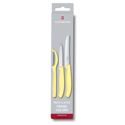 Victorinox Swiss Classic Trend Colours Paring Knife Set w/Universal Peeler 3 Piece - Light Yellow