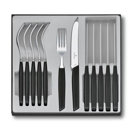 Victorinox Swiss Modern Table Set, 12 Piece w/Table Knives Black - Giftbox