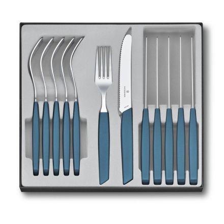 Victorinox Swiss Modern Table Set, 12 Piece w/Table Knives Blue - Giftbox