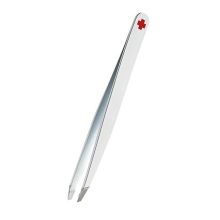 Rubis Slanted Classic Satin Tweezer White w/Swiss Cross