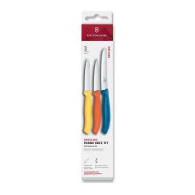 Victorinox Swiss Classic Paring Knife Set Blue/Orange/Yellow Serrated/Plain, 3 Pieces - Box