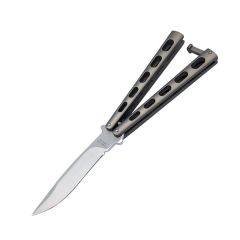 Ace Butterfly Knife Satin Skeletonized Handle w/Plain Satin Finish Blade