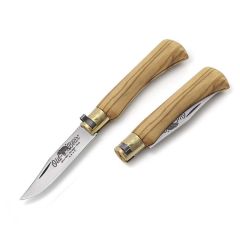 Antonini Old Bear Medium Folding Knife w/Olive Wood 3 1/6" Satin Finish Blade