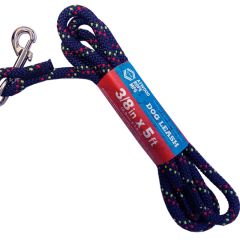 Braided Dog Leash 3/8" X 5 ft w/Swivel Snap-Hook & Handle - w/Tracer