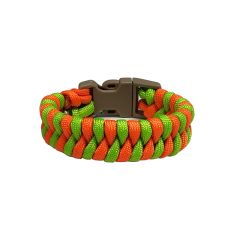 Custom Fishtail Weave Paracord Bracelet Medium - Neon Green w/Orange 19.5 cm