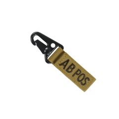 Condor Blood Type Key Chain w/Snaphook AB Positive Coyote Brown - 1pc
