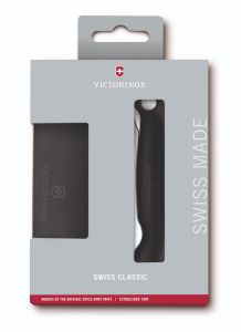 Victorinox Swiss Classic Foldable Black Paring Knife Plus Black Cutting Board Set