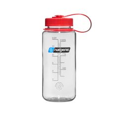 Nalgene Wide Mouth Sustain Water Bottle Clear w/Red Cap 400 ml