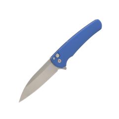 Pro-Tech Malibu StoneWashed Wharncliffe Blade 3.25" w/Blue Anodized Aluminium Handle