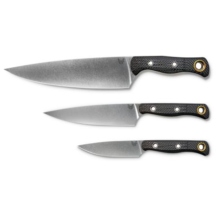 Benchmade Custom 3 Piece Cutlery Set Black Carbon Fiber Handle w/StoneWash Blade Finish