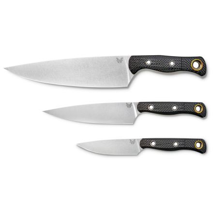 Benchmade Custom 3 Piece Cutlery Set Black Carbon Fiber Handle w/StoneWash Blade Finish