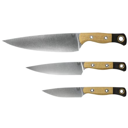 Benchmade Custom 3 Piece Cutlery Set Maple Valley Richlite Handle w/Black G10 Bolster & StoneWash Blade Finish