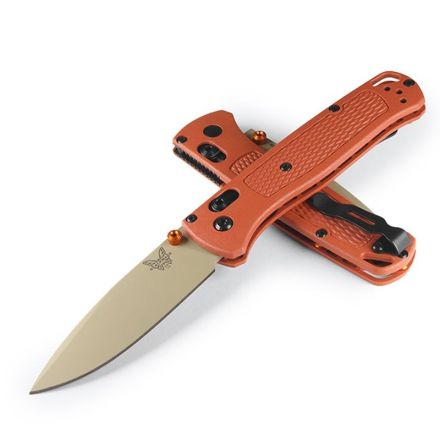 Benchmade Bugout Rust Orange Grivory Handle w/Desert Verde Cerakote Blade Finish