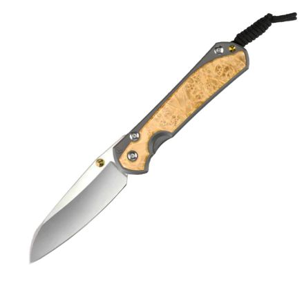Chris Reeve Small Sebenza 31 Box Elder Burl Wood Inlay w/StoneWashed Insingo Blade