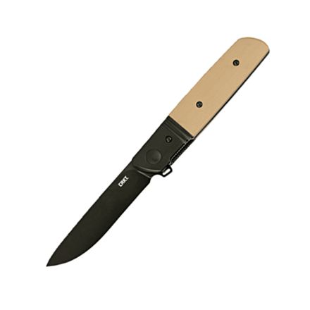 CRKT Bamboozled Assisted Flipper Tan G10 Handle & Stainless Steel Bolster w/Black Oxide D2 Blade Finish