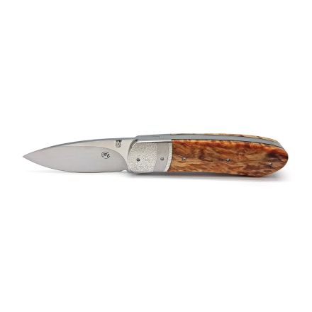 Harris Engelbrecht Large Liner Lock Folder Spalted Mapel Burl Handle w/Knurled Bolster