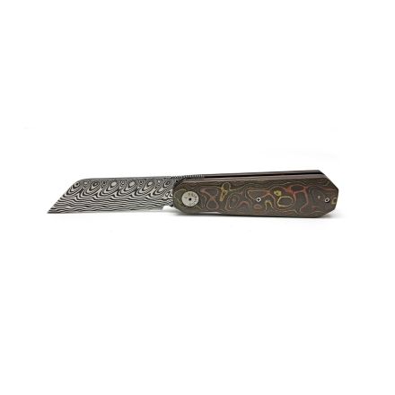 Lourens Prinsloo Front Flipper Mokume Carbon Fiber Handle w/Hakakapella DamaSteel