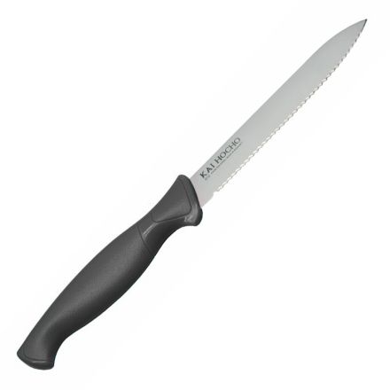 KAI Hocho Paring Knife Serrated Black - 11 cm