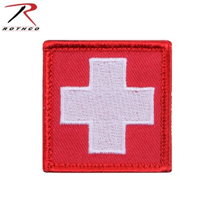 Embroidered Morale Patch - White Cross w/Red 1 7/8