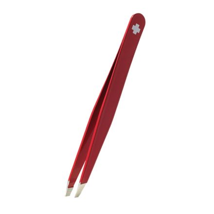 Rubis Slanted Classic Satin Tweezer Red w/Swiss Cross