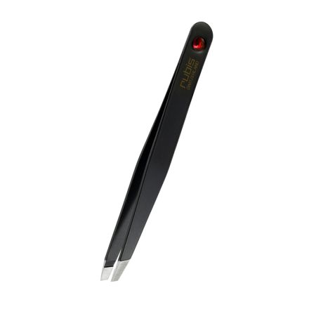 Rubis Slanted Classic Tweezer Black w/Swarovski Ruby