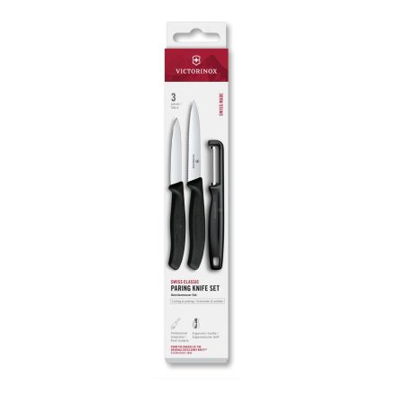 Victorinox Swiss Classic Paring Knife Set w/Iota Peeler, 3 Pieces - Black