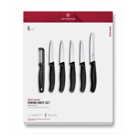 Victorinox Swiss Classic Paring Knife Set w/Iota Peeler, 6 Pieces - Black