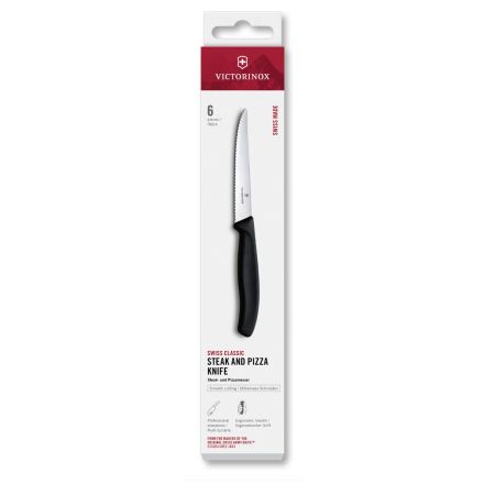 Victorinox Swiss Classic 6 Piece Steak Knife Set Serrated Pointed Black - Box