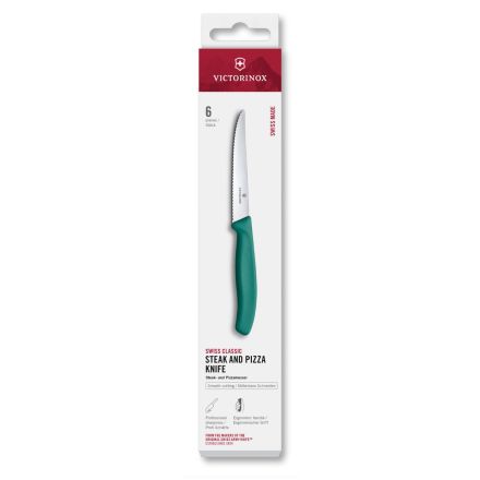 Victorinox Swiss Classic 6 Piece Steak Knife Set Serrated Pointed Kale Green - Box