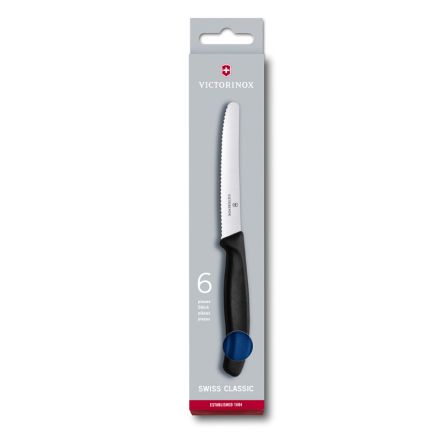 Victorinox Swiss Classic 6 Piece Tomato and Table Knife Set - Serrated Round - Blue