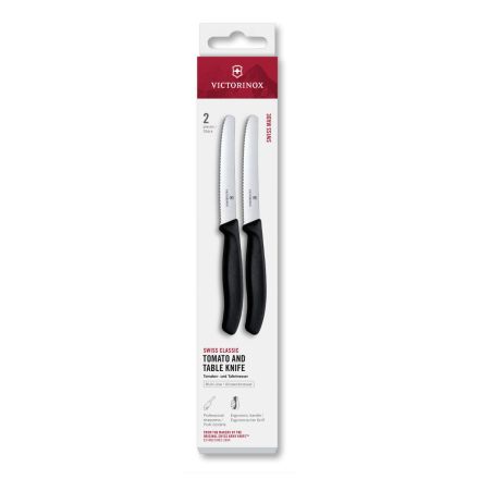 Victorinox Swiss Classic Tomato and Table Knife Set Black 11cm, 2 Pieces Box