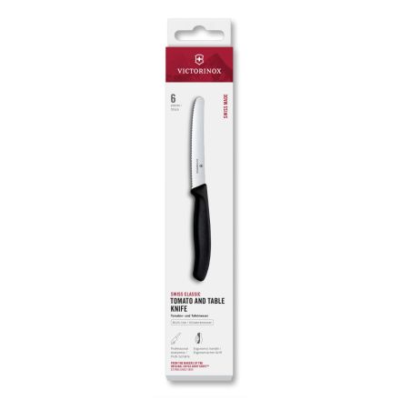 Victorinox Swiss Classic 6 Piece Tomato and Table Knife Set - Serrated Round - Black