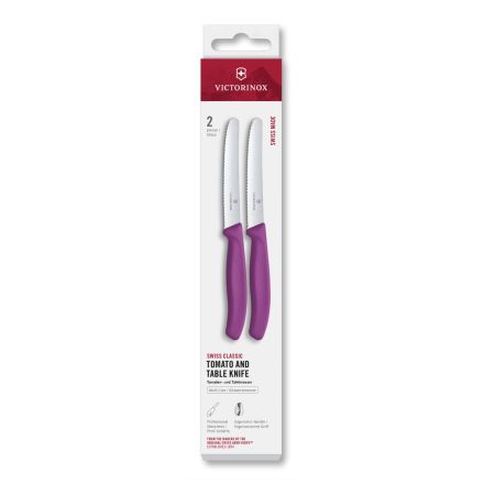 Victorinox Swiss Classic Tomato and Table Knife Set Purple 11cm, 2 Pieces Box